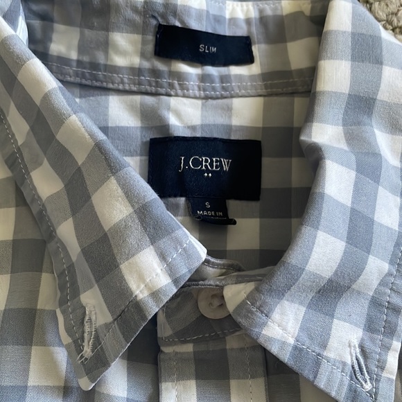 Men’s Slim J.Crew button down shirt in grayish-blue and white plaid size small - Picture 2 of 2